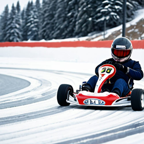 Home 4 **
A kart racer performing an early drift on an ice track ("Ice Goli"), showcasing the technique to avoid speed loss during turns. Focus on the kart's angle and the snowy environment.
**