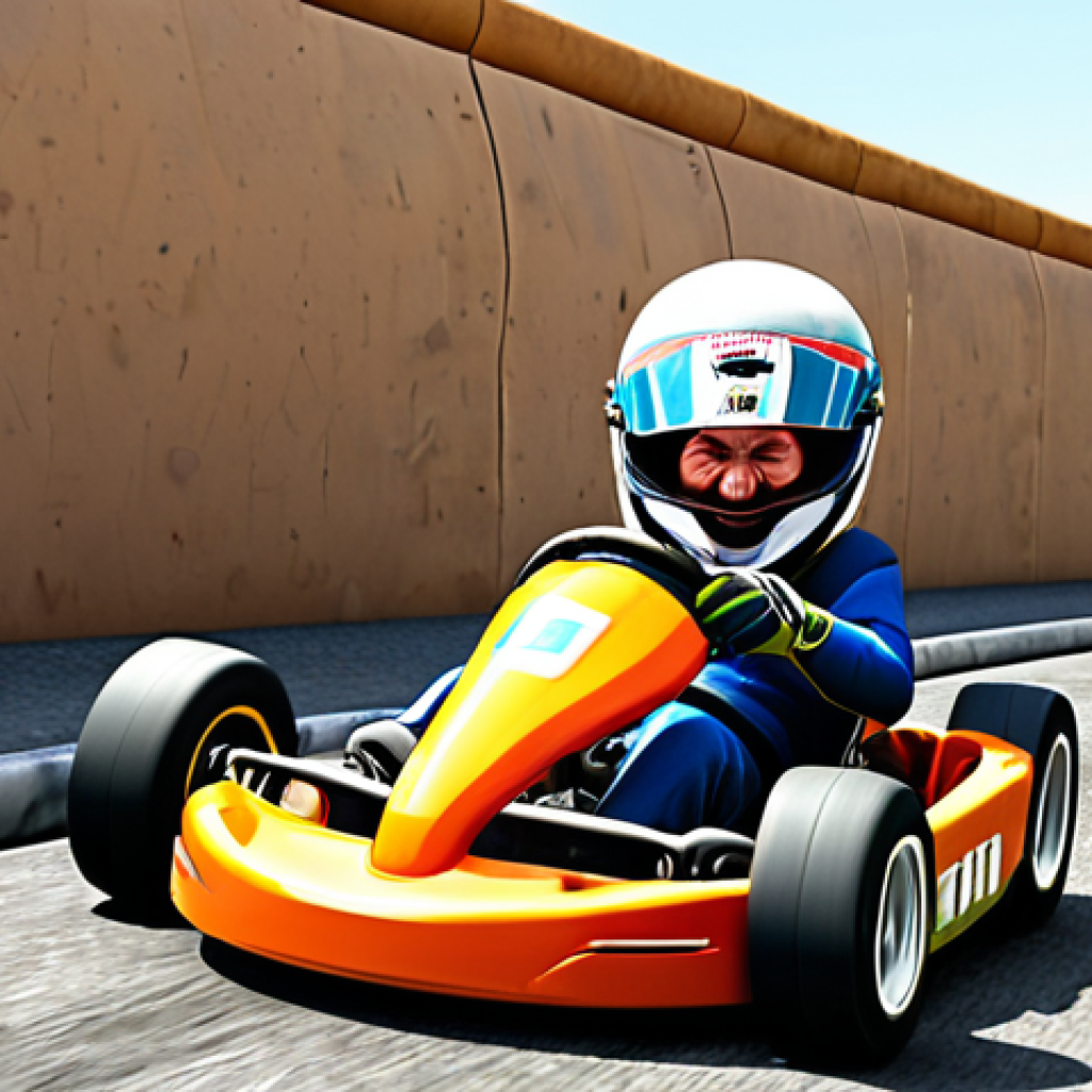**Image Prompt:** A comical scene of a Kart Rider character crashing headfirst into a wall after mistakenly using Nitro at a sharp turn. Friends in the background are laughing hysterically. The overall style should be vibrant and cartoonish.