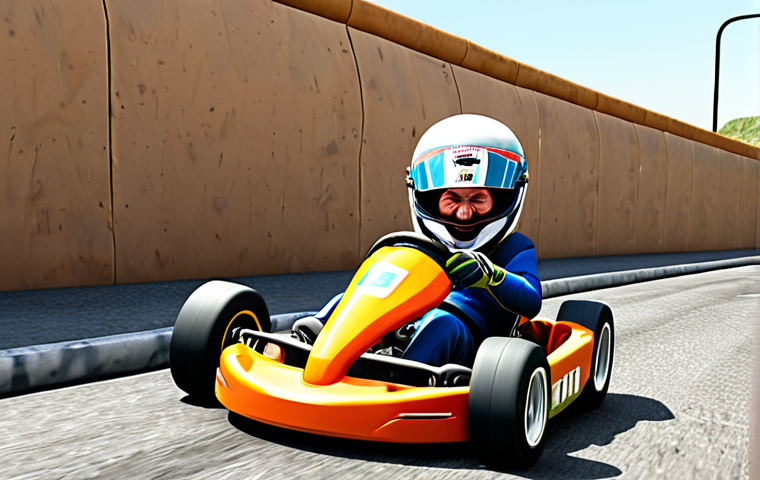 **Image Prompt:** A comical scene of a Kart Rider character crashing headfirst into a wall after mistakenly using Nitro at a sharp turn. Friends in the background are laughing hysterically. The overall style should be vibrant and cartoonish.