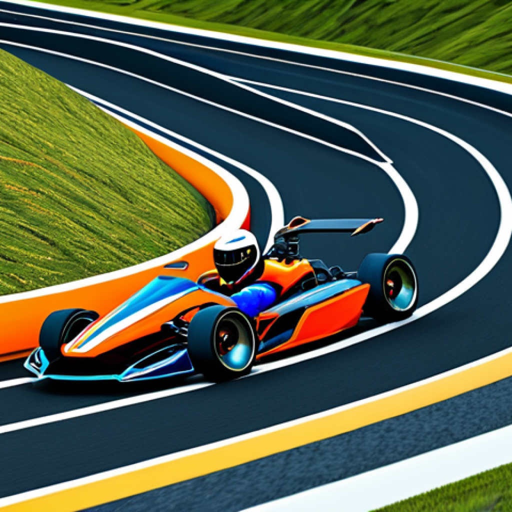 카트라이더 신규 트랙 분석 - Futuristic Kart Racing Track Design**

"A futuristic kart racing track with steep slopes and winding...