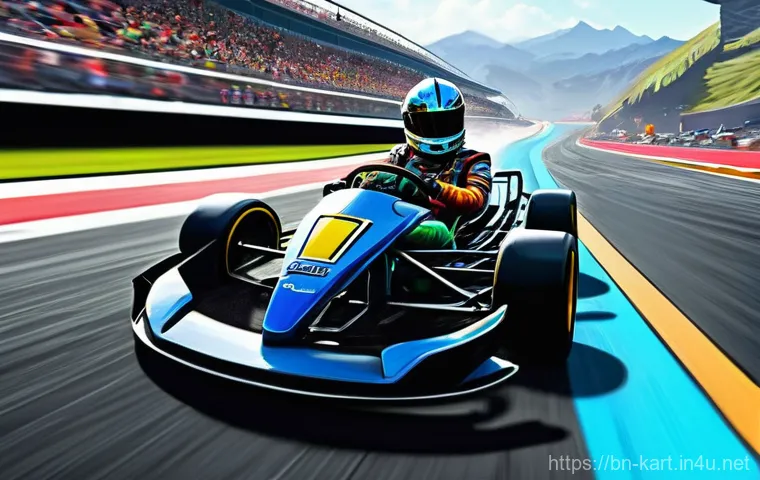 카트라이더 신규 기능 베타 리뷰 - **Prompt:** "A vibrant, high-definition digital painting of a dynamic kart race in progress. The sce...