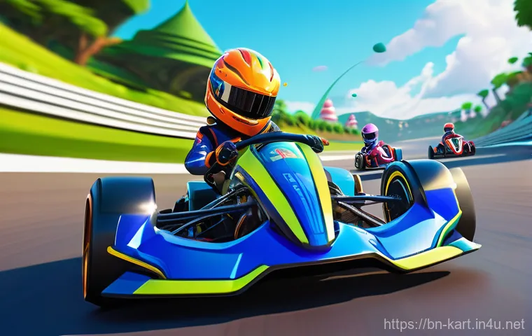 카트라이더 팬아트 대회의 성공 요인과 유저 참여 - **Vibrant KartRider Race in a Dreamlike Landscape**
    A dynamic, high-energy illustration featurin...