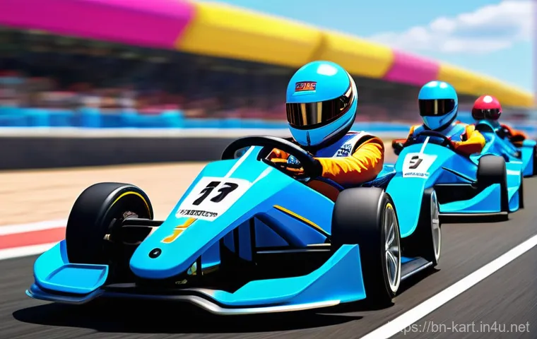 카트라이더 개인전 포지션 분석 - **Prompt 1: "The Race Start - Initial Boost and Positioning"**
    A dynamic, high-angle action shot...