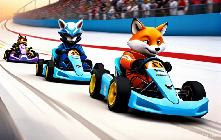 카트라이더 글로벌 출시와 유저 반응 - Prompt 1: Dynamic High-Speed Race**