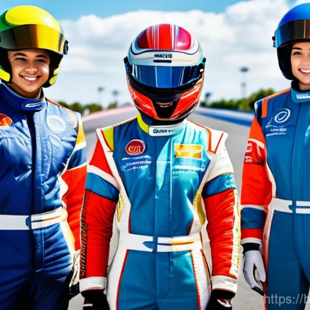 카트라이더 스피드전 상위권 공략 - **Prompt:** A diverse group of four young adult kart racers (two male, two female) in brightly color...
