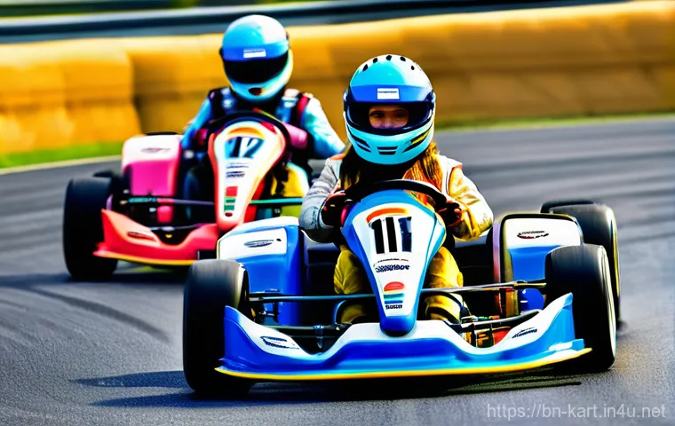 카트라이더 스피드전 상위권 공략 - **Prompt:** A skilled, gender-neutral kart racer, wearing a full racing suit and helmet with a clear...