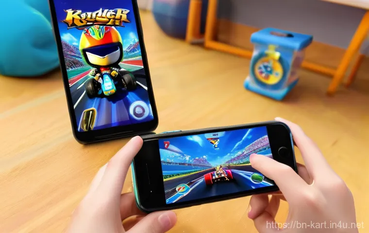 카트라이더 초보 유저를 위한 트랙 공략 모음 - **A chaotic and strategic item mode race scene featuring three distinct KartRider characters (e.g., ...