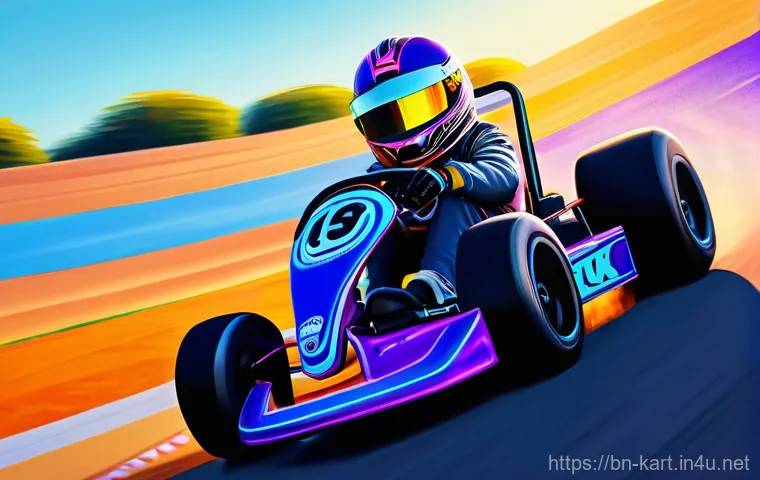 카트라이더 팬아트 대회의 새로운 방향 - **Prompt:** "A vibrant digital painting featuring Rascal from KartRider: Drift, racing his signature...