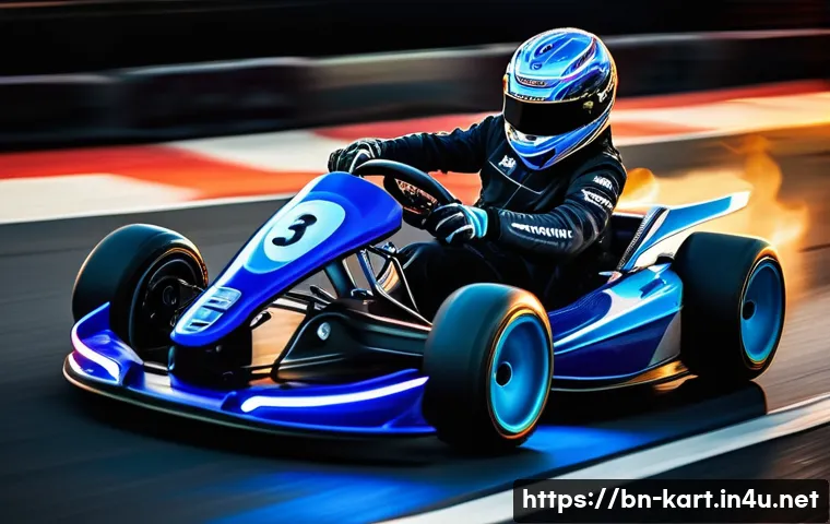 카트라이더 인기 유튜버 채널 리스트 - **High-Skill Kart Racing Dynamic Moment**
A highly skilled KartRider racer, wearing a sleek, vib...